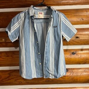 Levi's Casual Blue and White Striped boys Shirt M 10/12